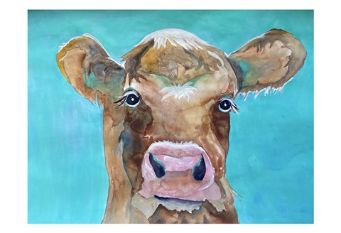Framed Gazing Cow 1 Print