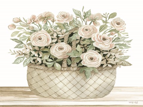 Framed Basket of Ranunculus Print