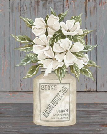 Framed Floral Mason Fruit Jar Print