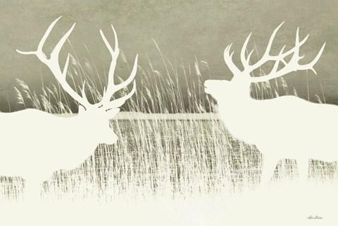 Framed Elk Silhouettes Print