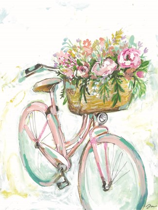 Framed Bicycle with Flower Basket Print