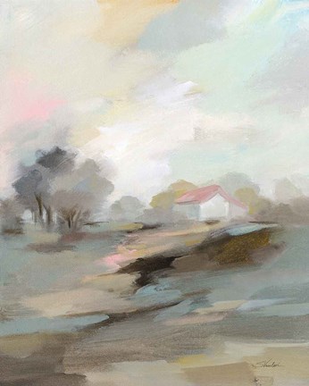 Framed Farm in April Print