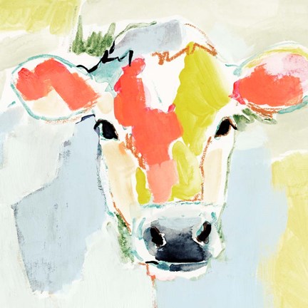 Framed Pastel Cow I Print