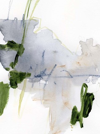 Framed Green and Grey I Print