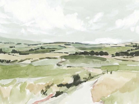 Framed Rolling Pastures Sketch I Print