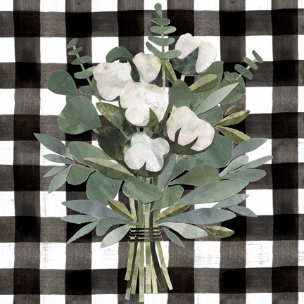 Framed Buffalo Check Cut Paper Bouquet I Print