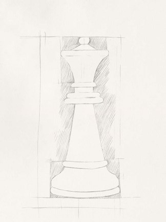 Framed Chess Set Sketch I Print