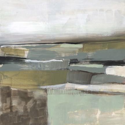 Framed Neutral Horizon Grid I Print