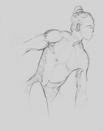 Framed Male Torso Sketch II Print