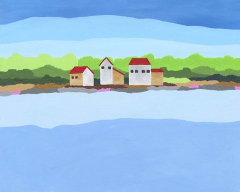 Framed Red Roof Landscape I Print