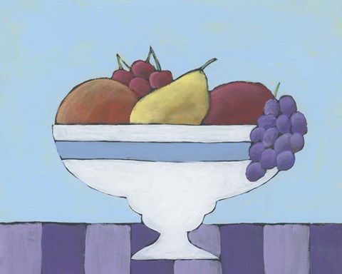 Framed White Fruit Bowl II Print