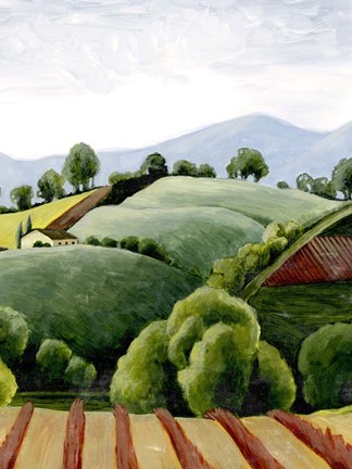 Framed Tuscan Valley Sketch I Print