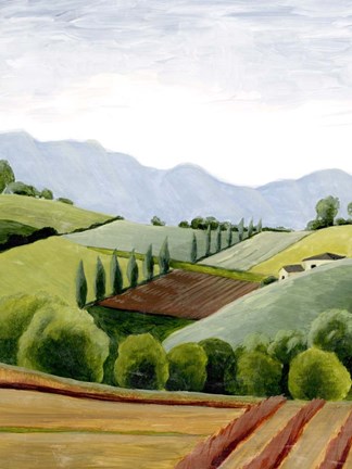 Framed Tuscan Valley Sketch II Print