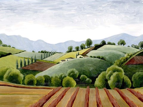 Framed Tuscan Valley Sketch III Print