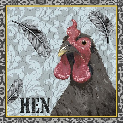 Framed White Rooster II Print