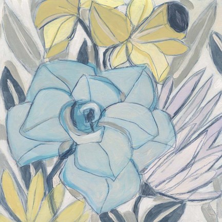 Framed Etched Indigo Fresco II Print