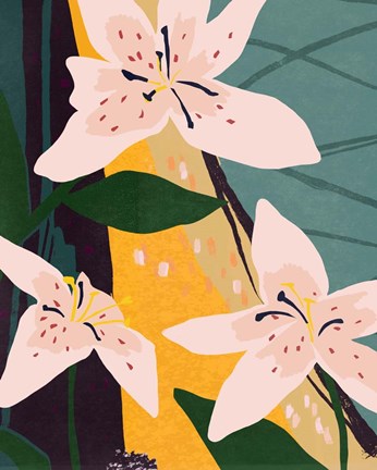 Framed Lily Collage I Print