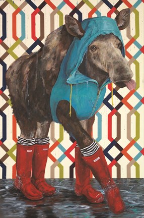 Framed Prancing in the Rain Print