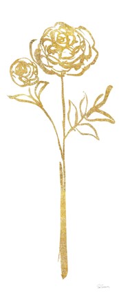 Framed Floral Line I White Gold Print