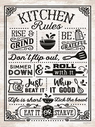 Framed Kitchen Rules Print