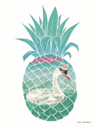 Framed Swan Pineapple Print