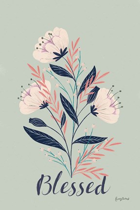 Framed Modern Floral I mint Print