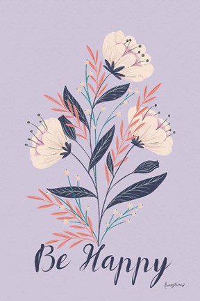 Framed Modern Floral I Lilac Print