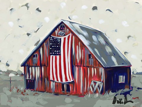 Framed Farm Pop Barn I-Flag Print