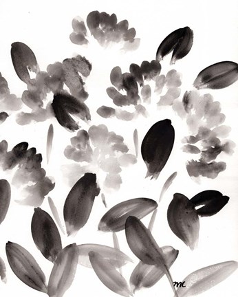 Framed Simple Black Peonies I Print