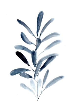 Framed Farmhouse Leaves blue III Print