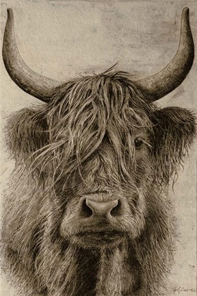 Framed Highland rustic portrait Print