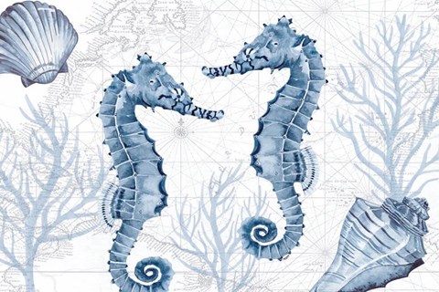 Framed Deep Blue Sea IV on White Print