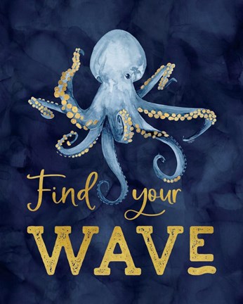 Framed Deep Blue Sea IX on Navy Print