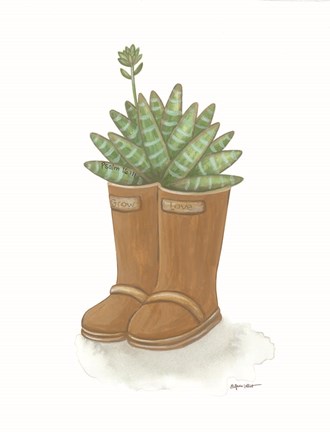 Framed Garden Boots Cactus Print
