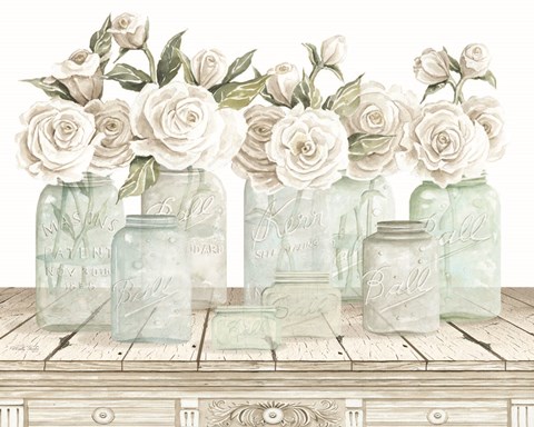 Framed Neutral Floral Parade Print