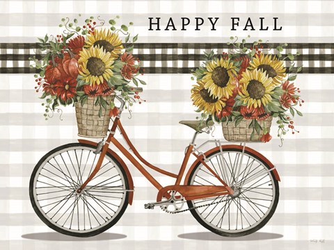 Framed Happy Fall Bicycle Print