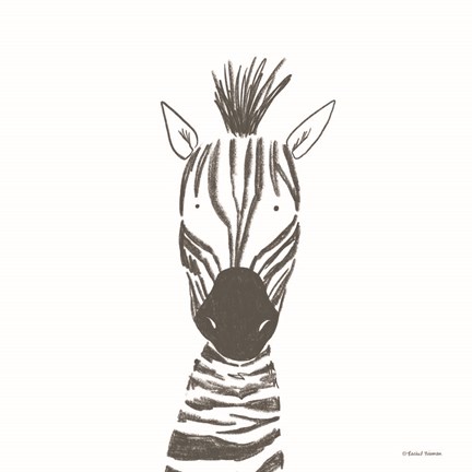 Framed Zebra Line Drawing Print