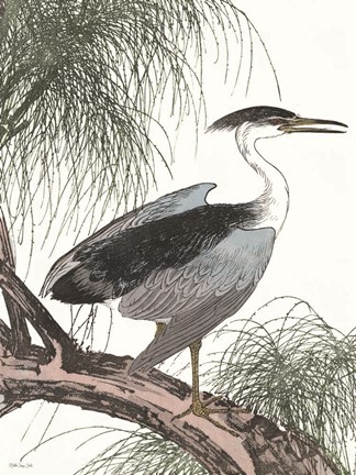 Framed Perched Heron Print