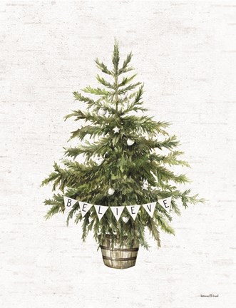 Framed Believe Christmas Tree Print
