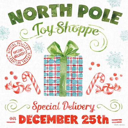 Framed Santa Signs IV Print