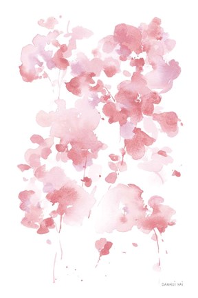 Framed Cascading Petals I Pink Print