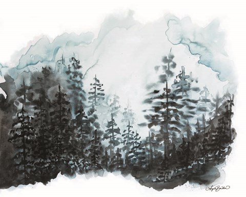 Framed Blue Pine Forest I Print