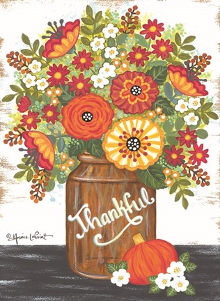 Framed Thankful Bouquet Print