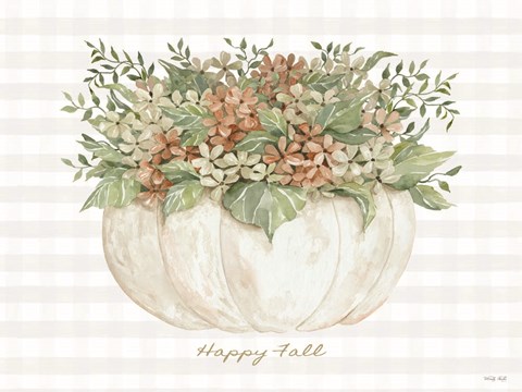 Framed Happy Fall Pumpkin Floral Print
