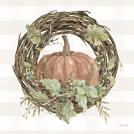 Framed Pumpkin Wreath II Print