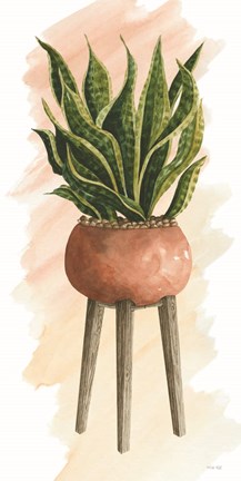 Framed Plant Stand Pot of Flowers II Print