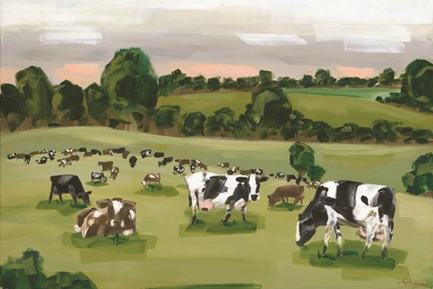 Framed Abstract Field of Cows Print