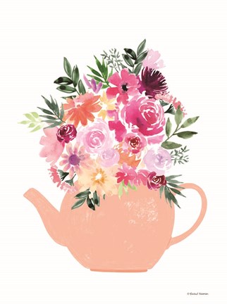 Framed Floral Teapot Print