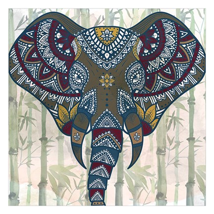 Framed Watercolor Mandala Elephant Print