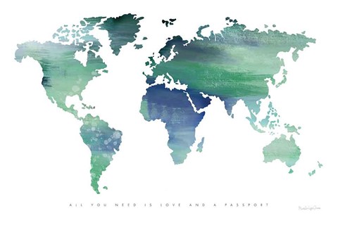 Framed Passport to the World Blue Print